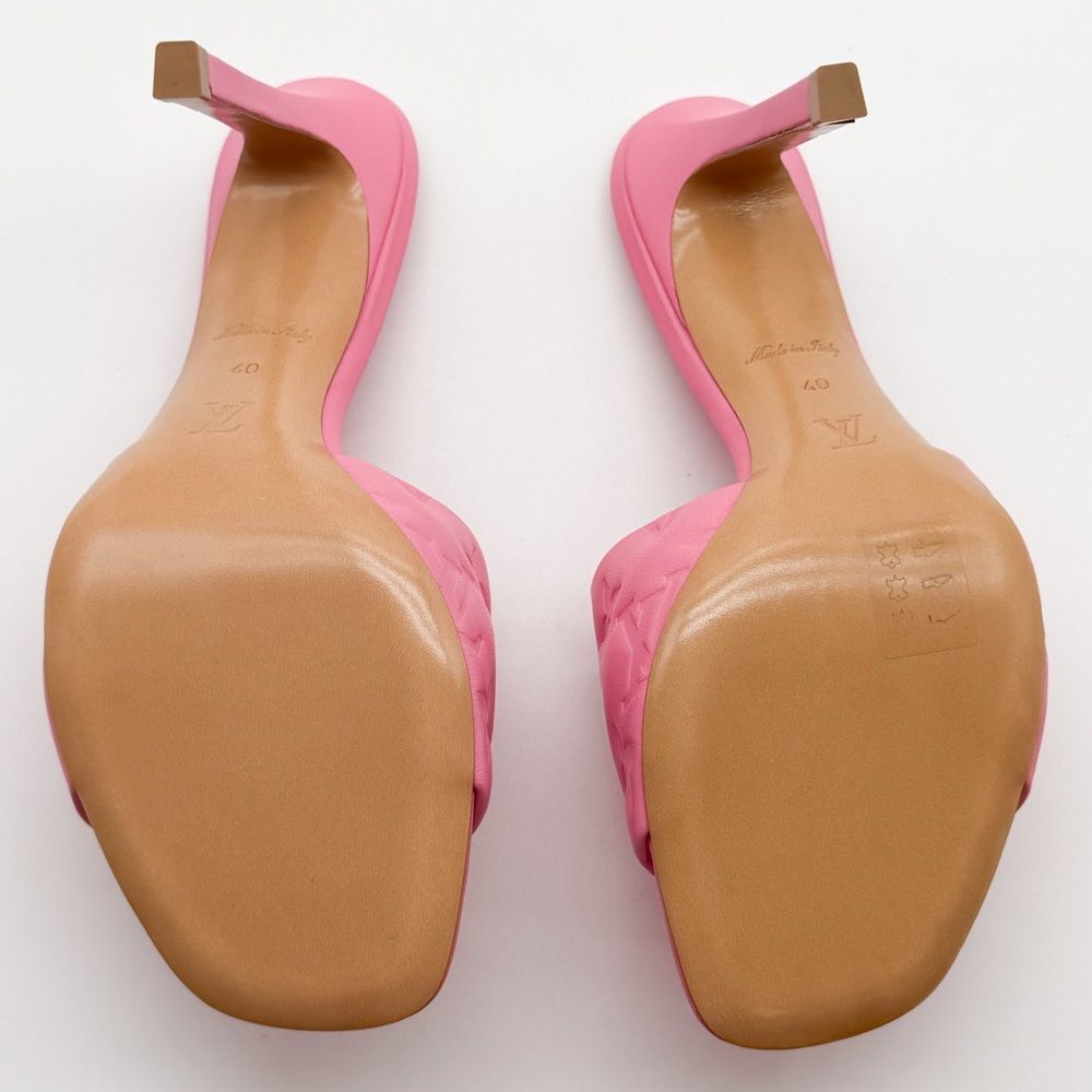 Louis Vuitton Revival Mule Heel Sandals Pink Monogram Embossed Leather EU 40 - Picture 6 of 15